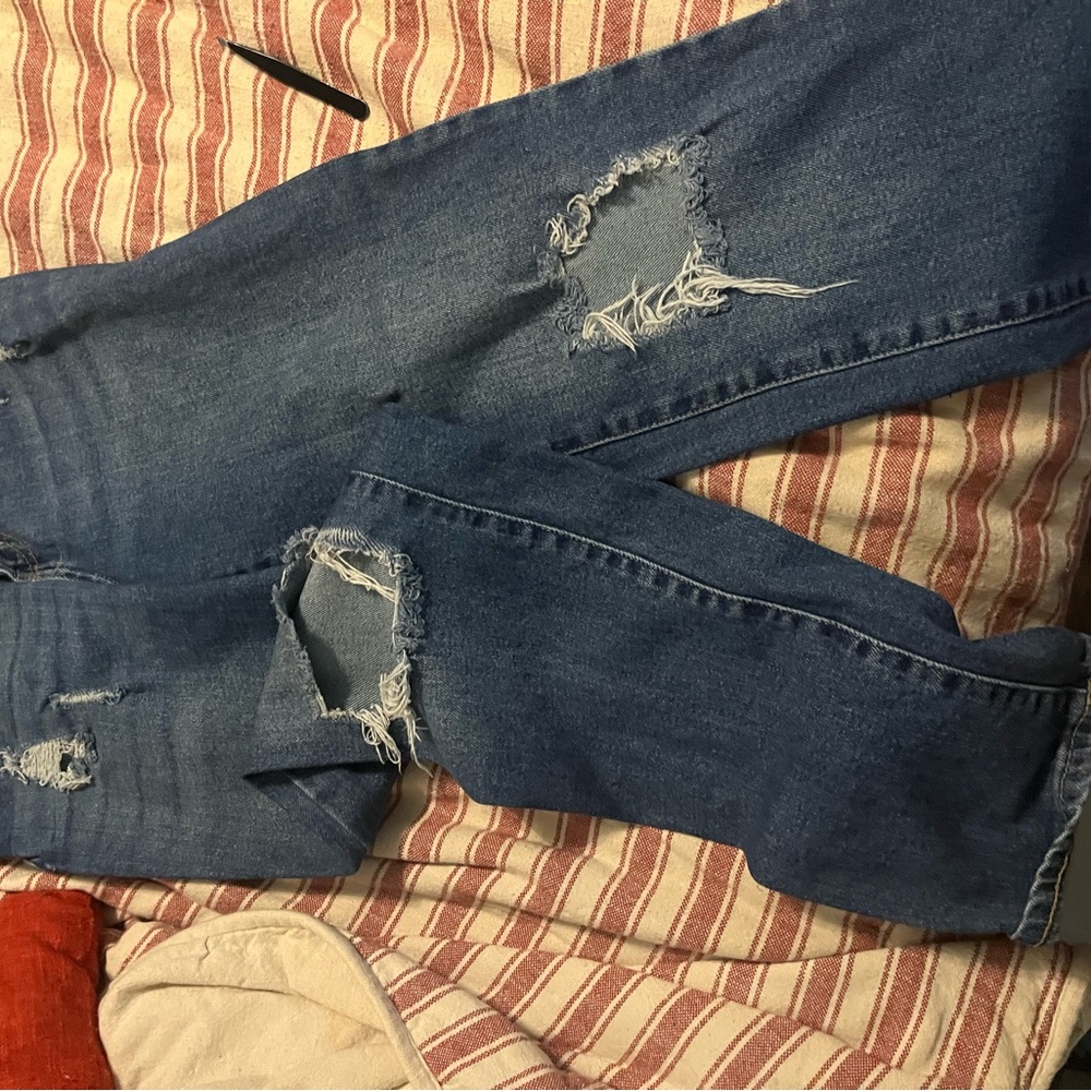 True Craft Blue Boyfriend Jeans Distressed Design
